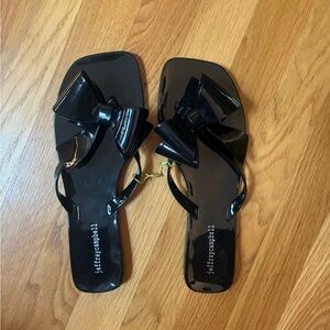Jeffrey Campbell Black Glossy Sandals with Bow